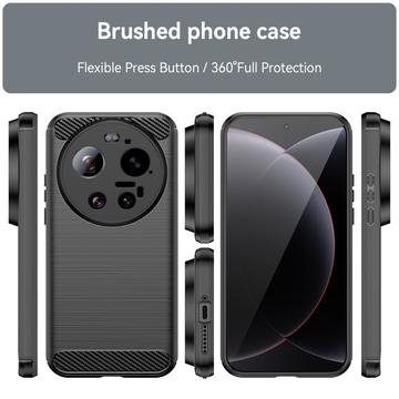 Xiaomi 17 Ultra Børstet TPU Cover - Karbonfiber - Sort