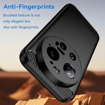 Xiaomi 17 Ultra Børstet TPU Cover - Karbonfiber - Sort