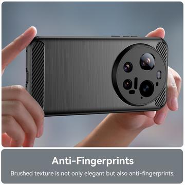 Xiaomi 17 Ultra Børstet TPU Cover - Karbonfiber - Sort