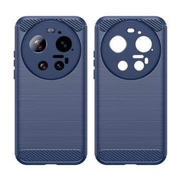 Xiaomi 17 Ultra Børstet TPU Cover - Karbonfiber - blå
