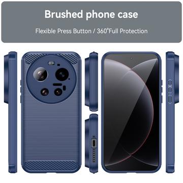 Xiaomi 17 Ultra Børstet TPU Cover - Karbonfiber - blå