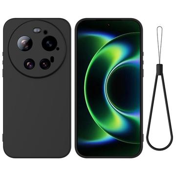 Xiaomi 17 Ultra Flydende silikone cover med håndrem - Sort