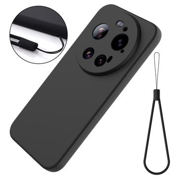 Xiaomi 17 Ultra Flydende silikone cover med håndrem - Sort