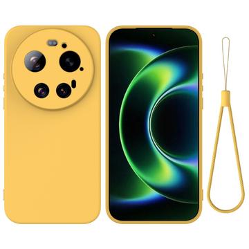 Xiaomi 17 Ultra Flydende silikone cover med håndrem - Gul
