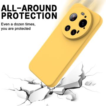 Xiaomi 17 Ultra Flydende silikone cover med håndrem - Gul