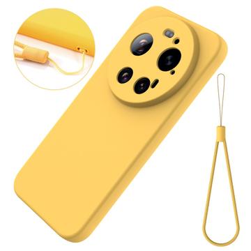 Xiaomi 17 Ultra Flydende silikone cover med håndrem - Gul