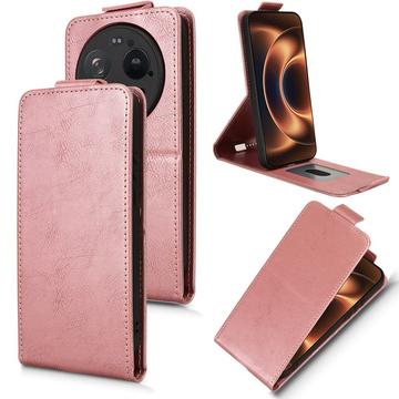 Xiaomi 17 Ultra lodret flip-etui med stativ - rosaguld