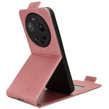 Xiaomi 17 Ultra lodret flip-etui med stativ - rosaguld