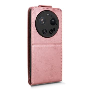 Xiaomi 17 Ultra lodret flip-etui med stativ - rosaguld