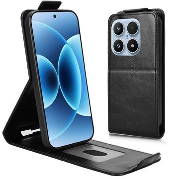 Xiaomi 17 lodret flip-etui med stativ - sort