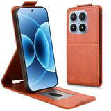 Xiaomi 17 lodret flip-etui med stativ - Brun