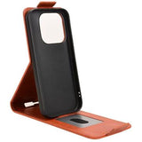 Xiaomi 17 lodret flip-etui med stativ - Brun