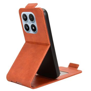 Xiaomi 17 lodret flip-etui med stativ - Brun