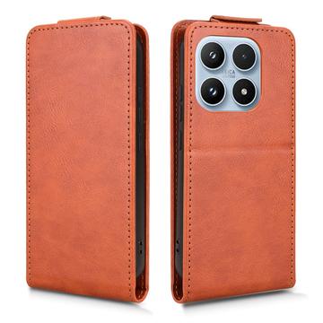 Xiaomi 17 lodret flip-etui med stativ - Brun