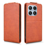 Xiaomi 17 lodret flip-etui med stativ - Brun
