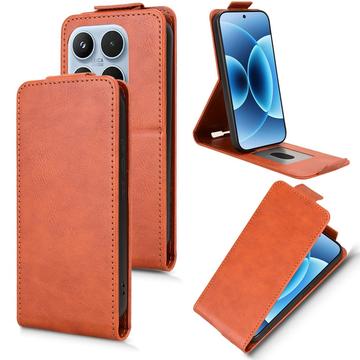 Xiaomi 17 lodret flip-etui med stativ - Brun