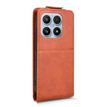 Xiaomi 17 lodret flip-etui med stativ - Brun