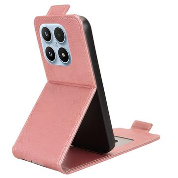 Xiaomi 17 lodret flip-etui med stativ - rosaguld