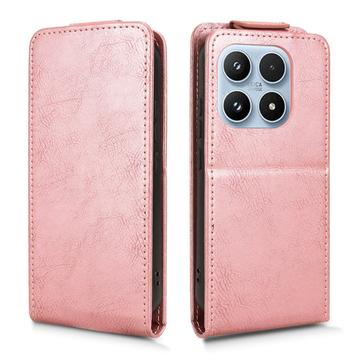 Xiaomi 17 lodret flip-etui med stativ - rosaguld