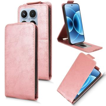Xiaomi 17 lodret flip-etui med stativ - rosaguld