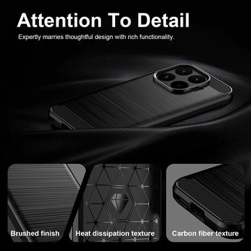 Xiaomi 17T Børstet TPU Cover - Karbonfiber - Sort