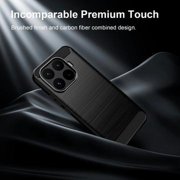 Xiaomi 17T Børstet TPU Cover - Karbonfiber - Sort