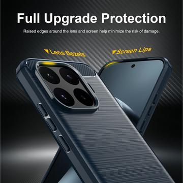 Xiaomi 17T Børstet TPU Cover - Karbonfiber - blå