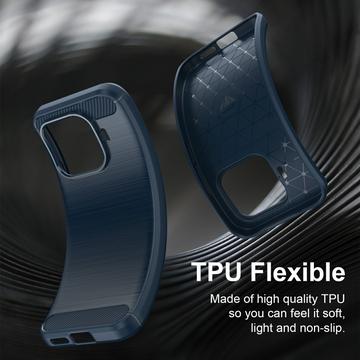 Xiaomi 17T Børstet TPU Cover - Karbonfiber - blå