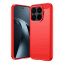 Xiaomi 17T Børstet TPU Cover - Karbonfiber - rød