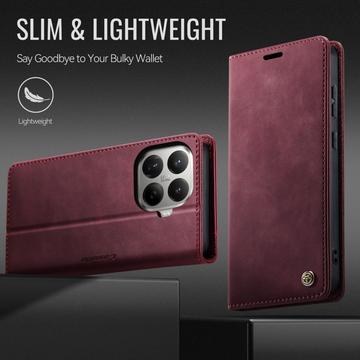 Xiaomi 17T Caseme 033 Pung Etui med Kalvemønster og RFID-blokering - Rød