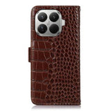 Xiaomi 17T Crocodile Series Læderpung med RFID - Brun