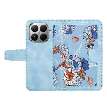 Xiaomi 17T Blomstret pung etui med plads til kort - babyblå