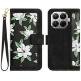 Xiaomi 17T Blomstret pung etui med kortholdere - Sort