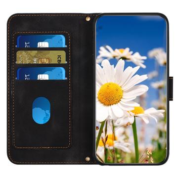 Xiaomi 17T Blomstret pung etui med kortholdere - Sort