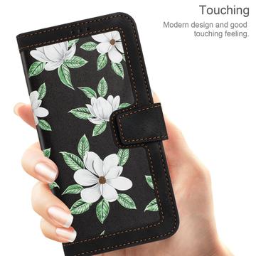 Xiaomi 17T Blomstret pung etui med kortholdere - Sort