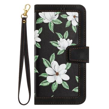 Xiaomi 17T Blomstret pung etui med kortholdere - Sort