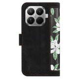 Xiaomi 17T Blomstret pung etui med kortholdere - Sort