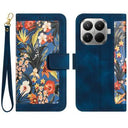 Xiaomi 17T Blomstret pung etui med plads til kort - mørkeblå