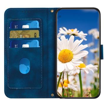Xiaomi 17T Blomstret pung etui med plads til kort - mørkeblå