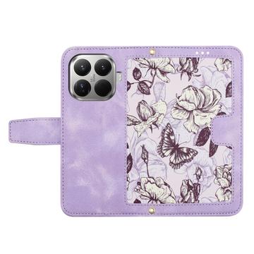 Xiaomi 17T Blomstret pung etui med kortholdere - lyslilla