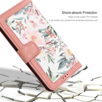 Xiaomi 17T Blomstret pung etui med kortholdere - pink