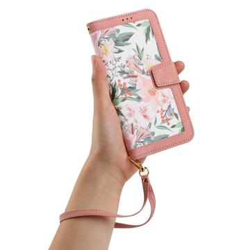 Xiaomi 17T Blomstret pung etui med kortholdere - pink