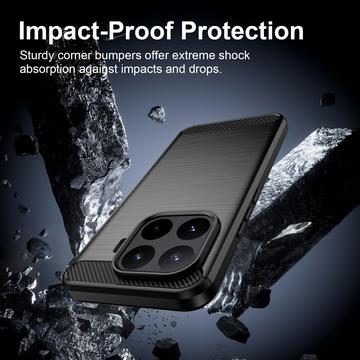 Xiaomi 17T Pro Børstet TPU Cover - Karbonfiber - Sort