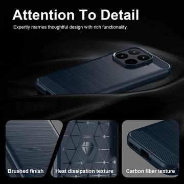 Xiaomi 17T Pro Børstet TPU Cover - Karbonfiber - blå