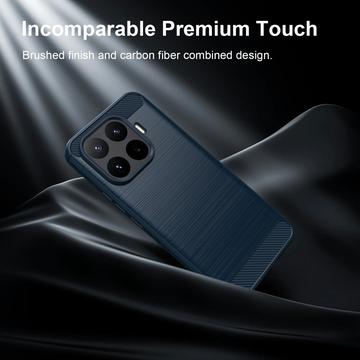 Xiaomi 17T Pro Børstet TPU Cover - Karbonfiber - blå