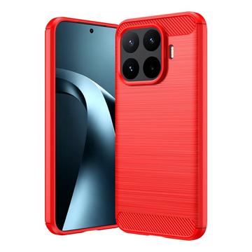 Xiaomi 17T Pro Børstet TPU Cover - Karbonfiber - rød