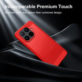 Xiaomi 17T Pro Børstet TPU Cover - Karbonfiber - rød