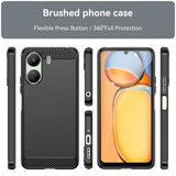 Xiaomi Poco C65/Redmi 13C Børstet TPU Cover - Karbonfiber - Sort