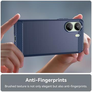 Xiaomi Poco C65/Redmi 13C Børstet TPU Cover - Karbonfiber - Blå