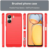 Xiaomi Poco C65/Redmi 13C Børstet TPU Cover - Karbonfiber - Rød